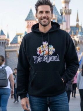 Disney Disneyland The Seven Dwarfs Black Fleece Hooded Sweatshirt - Size Medium